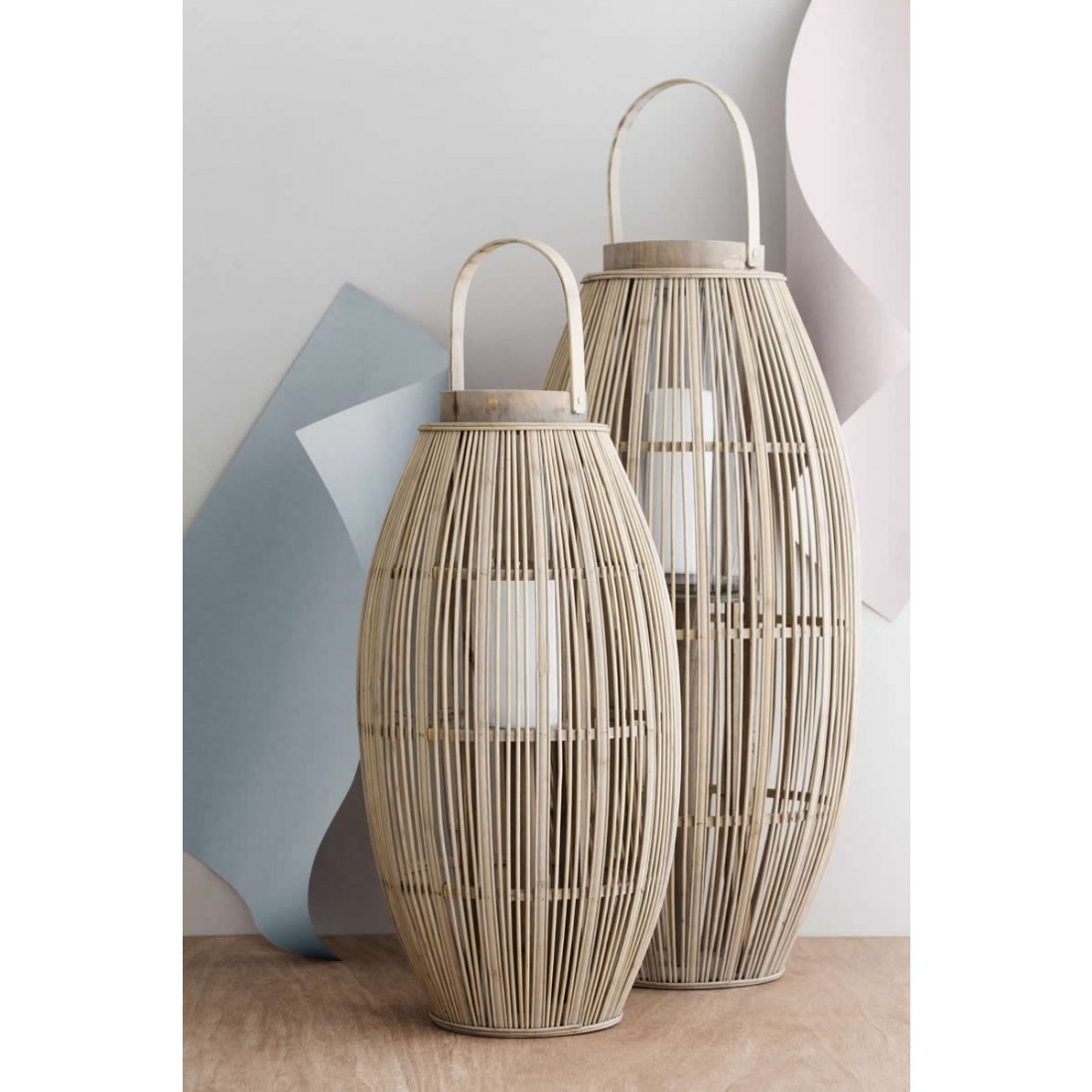 Precies Grap Makkelijk te gebeuren Broste Copenhagen lantaarn Aleta van hout en bamboe 77.5cm